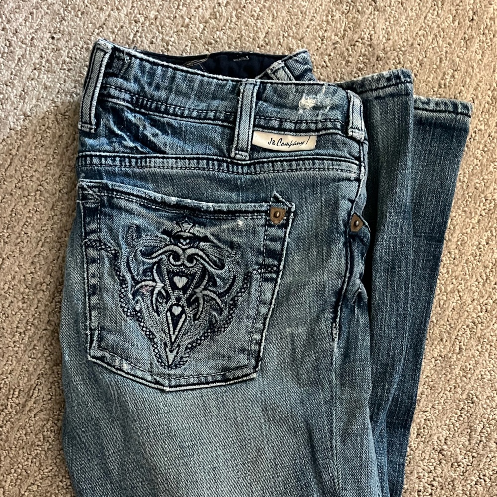 Embroidered Women's Bootcut Jeans in Blue